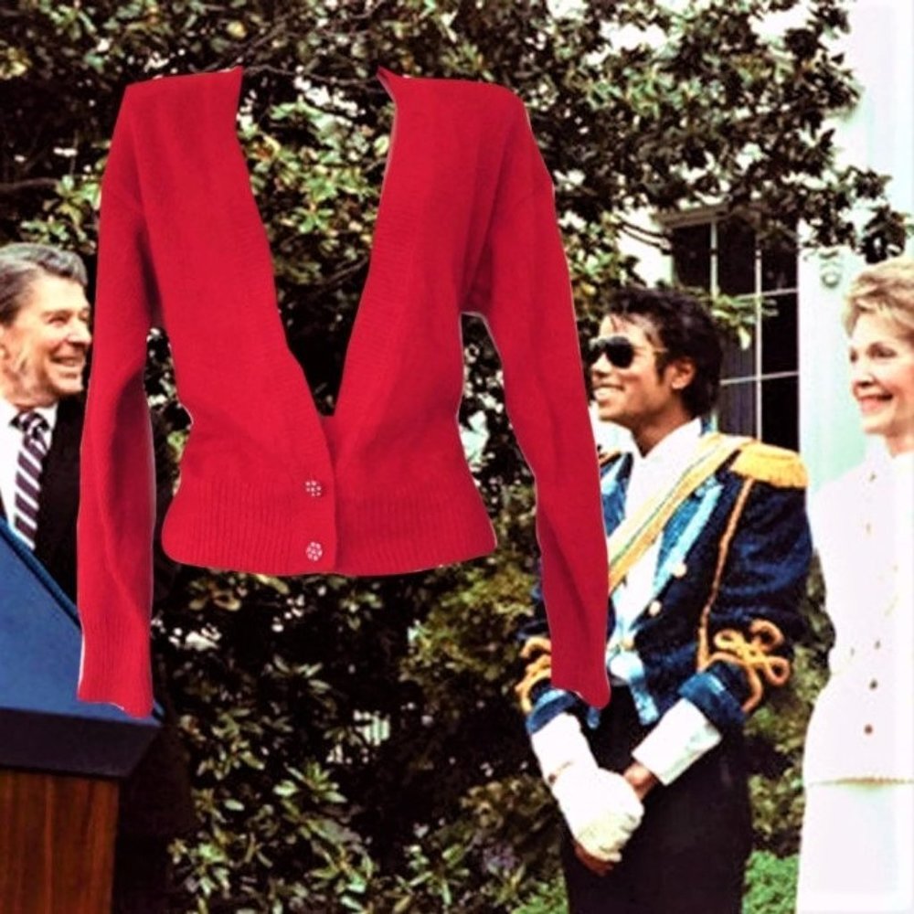 vintage rhinestone red angora sweater size medium